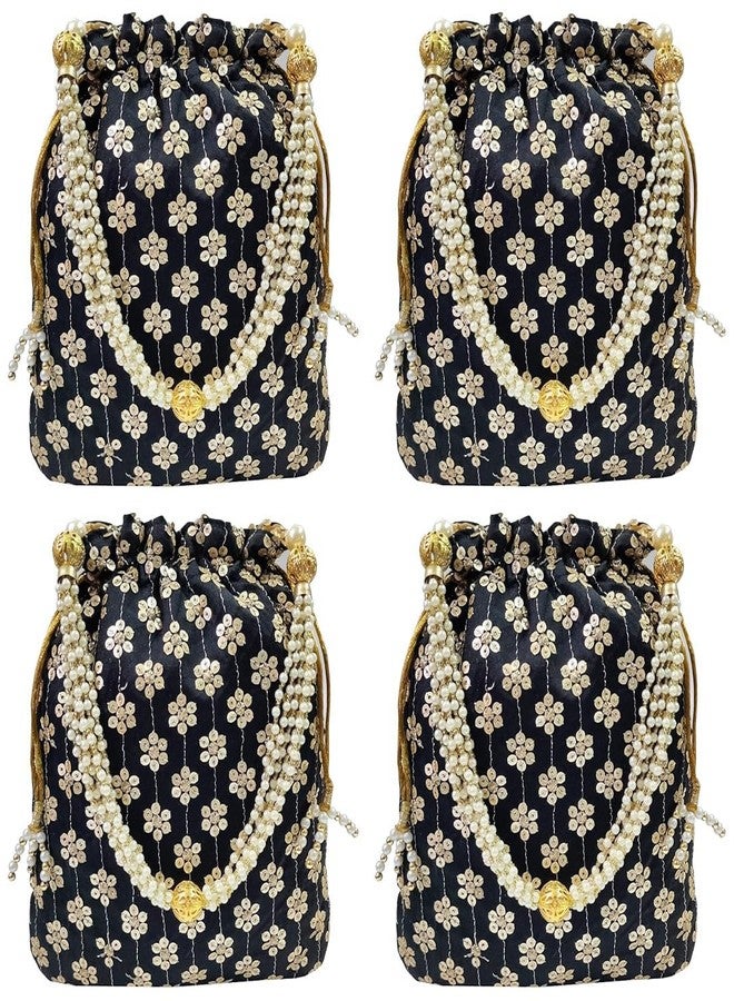 DUCHESS Women Black Potli Bag (Pack of 4)